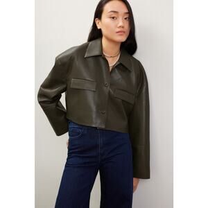 Nanushka Holleen Jacket Faux Leather Dark Green Jacket XS FLAW